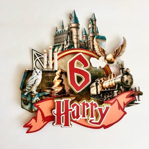 Personalized Wizard School Magic Cake Topper, Birthday Party Decorations.
