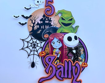 Personalized Night Before Christmas Theme Birthday Party Haloween Cake Topper, Birthday party, Smash Cake.