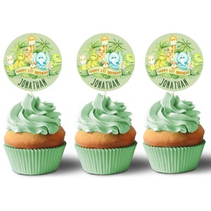 Personalized Safari Animal Cupcake Toppers: Jungle Birthday Party Decor (12pcs)