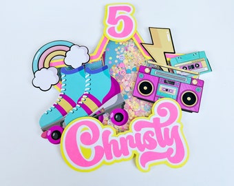 Personalized Roller Skate Cake Topper: Retro 80s/90s Birthday Party