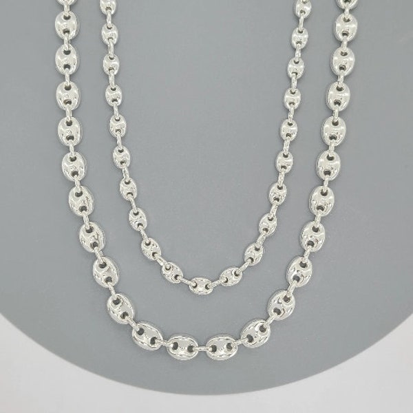 Puff Mariner Link Chain, 925 Sterling Silver Jewelry, Chunky Oval Chain, Anchor Chain, Thick Marine Chain, Anchor Necklace,Button Link Chain