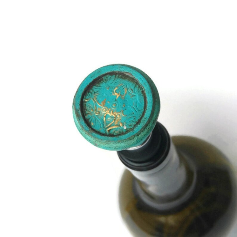 Turquoise & Gold Antique Wine Stopper Etsy