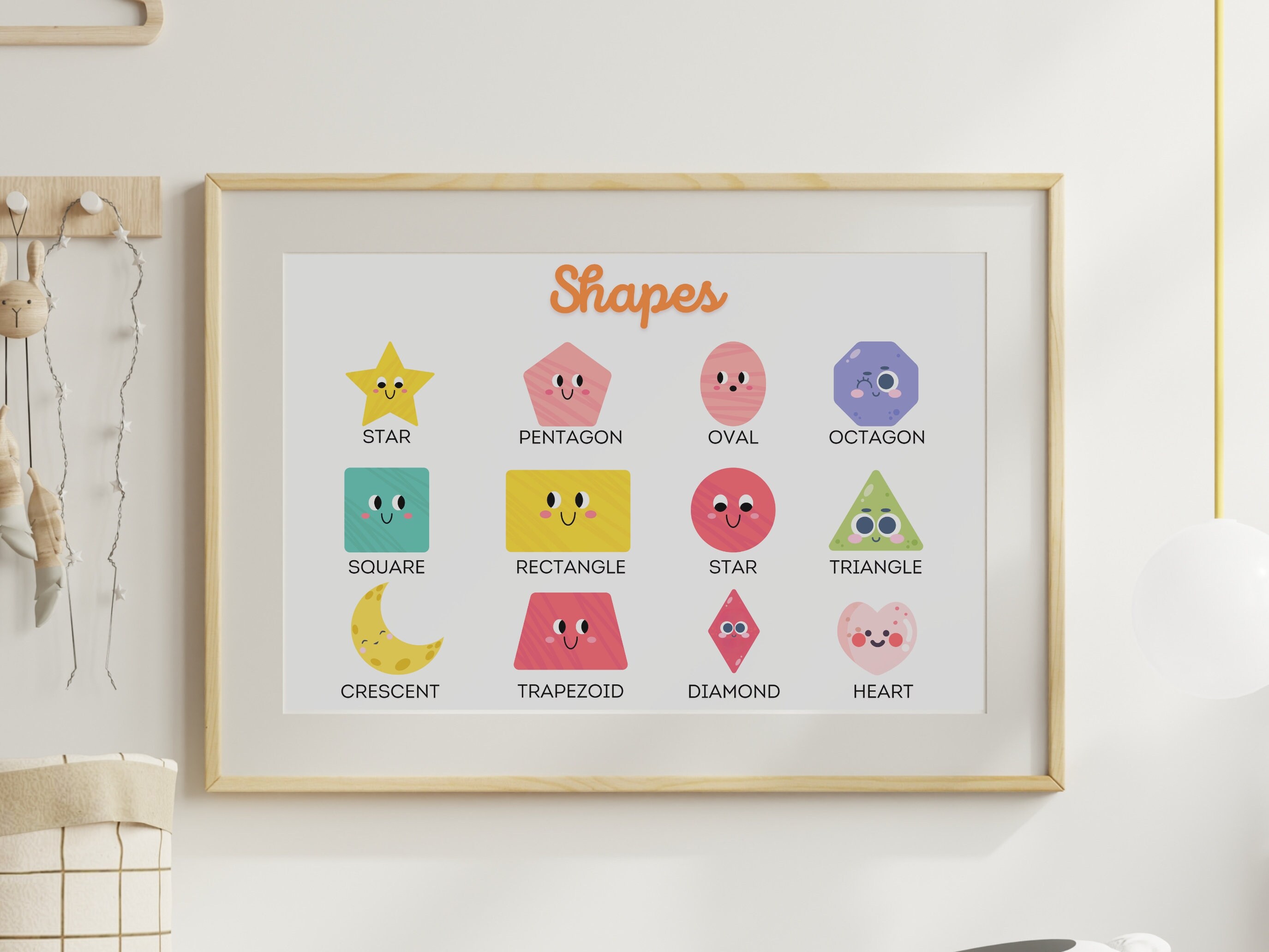 Shapes Educational Poster for Kids Aesthetic Nursery Decor Classroom ...