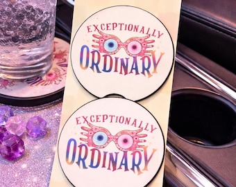 Exceptionally Ordinary Car Coasters – Luna Inspired Car Cup Holder Coasters – Whimsical Wizard Aesthetic – Fantasy Car Decor