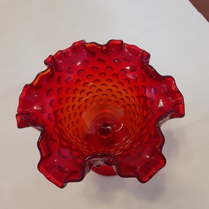 Vintage 1970s Fenton ruby amberina hobnail candy dish image 7