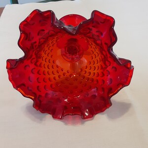 Vintage 1970s Fenton ruby amberina hobnail candy dish image 6