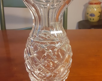 Sparkling Waterford Crystal diamond-patterned vase with fluted top..  Excellent condition.
