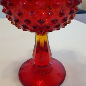 Vintage 1970s Fenton ruby amberina hobnail candy dish image 4