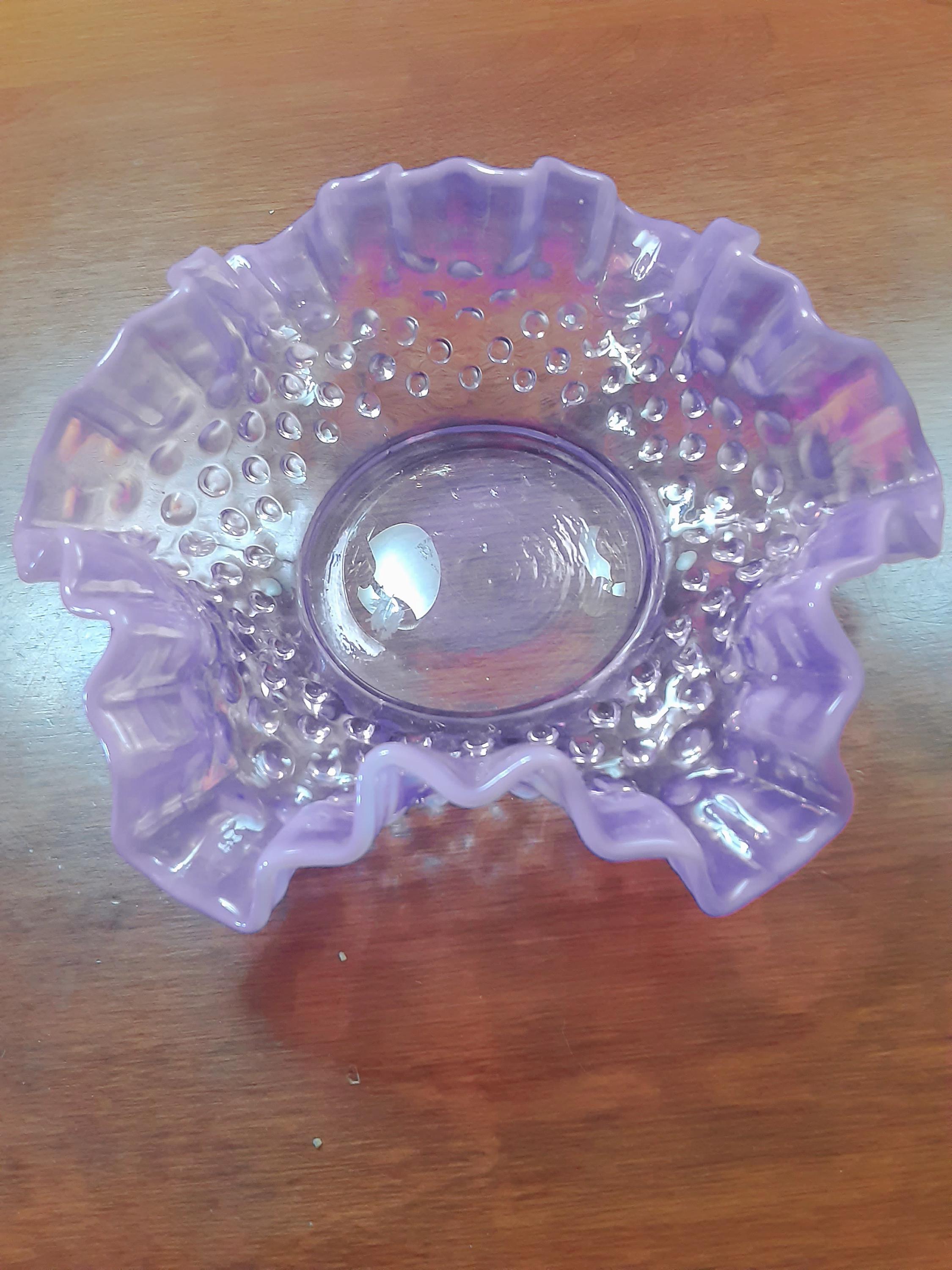 フェントン　ウラングリーンオパルセントホブネイル　キャンディディッシュコンポート 1950年代のヴィンテージ、フェントン社の手吹きオパールセント