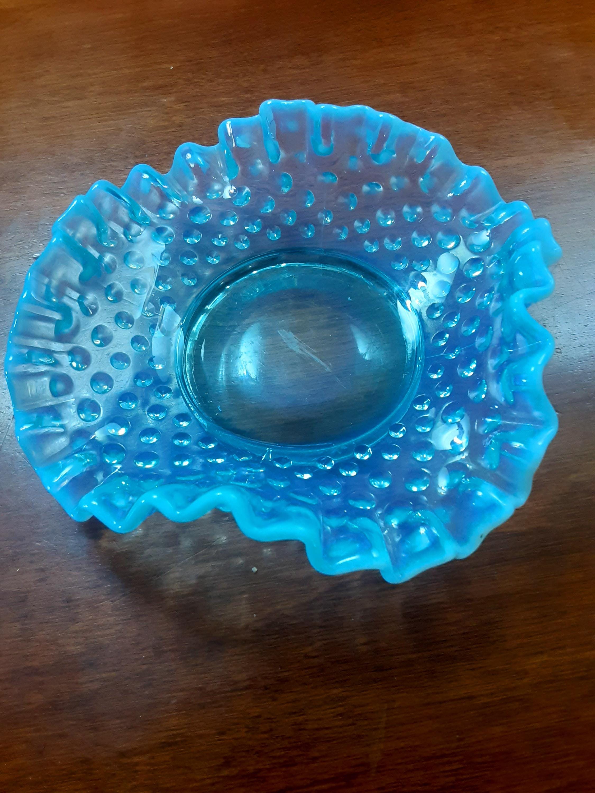 フェントン　ウラングリーンオパルセントホブネイル　キャンディディッシュコンポート 1950年代のヴィンテージ、フェントン社の手吹きオパールセント