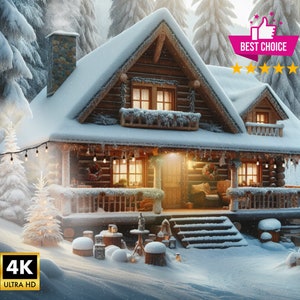 Geanimeerde achtergrond Gezellige sneeuwhut, Vtuber Assets, Vtuber-achtergrond, Vtuber Asset, Vtuber-overlay, geanimeerde achtergrond, OBS-overlay