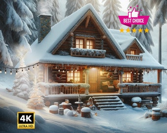 Fondo animado Acogedora cabaña de nieve, Activos de Vtuber, Fondo de Vtuber, Activo de Vtuber, Superposición de Vtuber, Fondo animado, Superposición de OBS