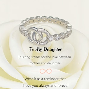 To My Daughter Ring,Ring Stands For The Love Between  Mother and Daughter,Mother Daughter Ring,Pave Ring,Anniversary Gift,Birthday Gift