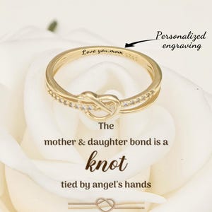 To My Daughter Knot Ring,Mother & Daughter Ring,Personalized  S925 Silver Knot Ring,Mom Ring,Daughter Ring,Family Ring,Birthday Gift For Her