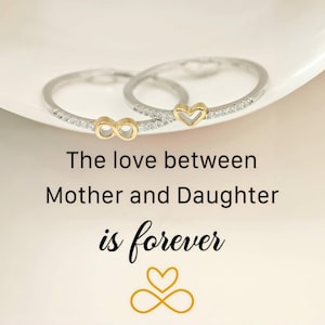 The Love Between Mother & Daughter Infinity Heart Ring Set,S925 Silver Stacking Ring,Mother Ring,Daughter Ring,Anniversary Gift,Gift for Her