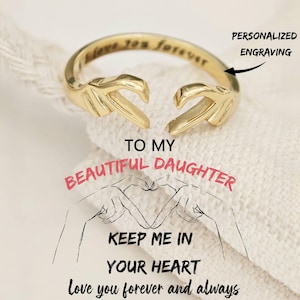 To My Daughter Finger Heart Ring,Heart Ring with Custom Engraving,Mother Daughter Ring,Daughter Gift,Anniversary gift,Birthday Gift For Her