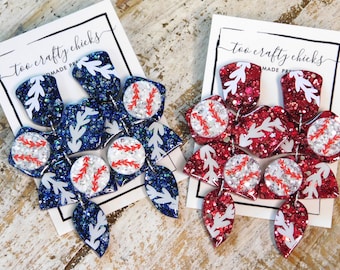 Pendientes colgantes de béisbol/sóftbol personalizados de 4 niveles, joyas deportivas, pendientes de mamá de béisbol, pendientes llamativos de sóftbol