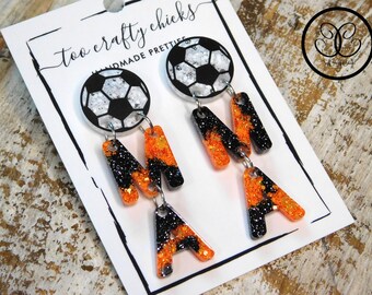 Soccer MAMA Dangle Earrings Sports Jewelry Soccer Mom Earrings Statement Soccer Earrings