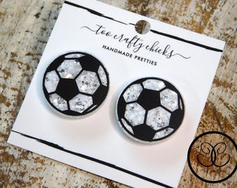 1 in. Soccer Earring Studs Earrings Sports Jewelry Soccer Mom Earrings Statement Soccer Earrings