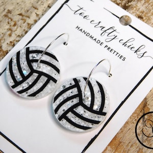 1 in. Volleyball Earring Hoop Dangles Sports Jewelry Soccer Mom Earrings Statement Soccer Earrings