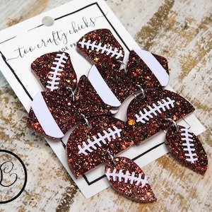Football 4 Tier Earring Dangles Earrings Sports Jewelry Football Mom Earrings Statement Football Earrings