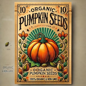 Organic Pumpkin Seed Mix for Growing - Gardening Seed Packet (10 Seeds)