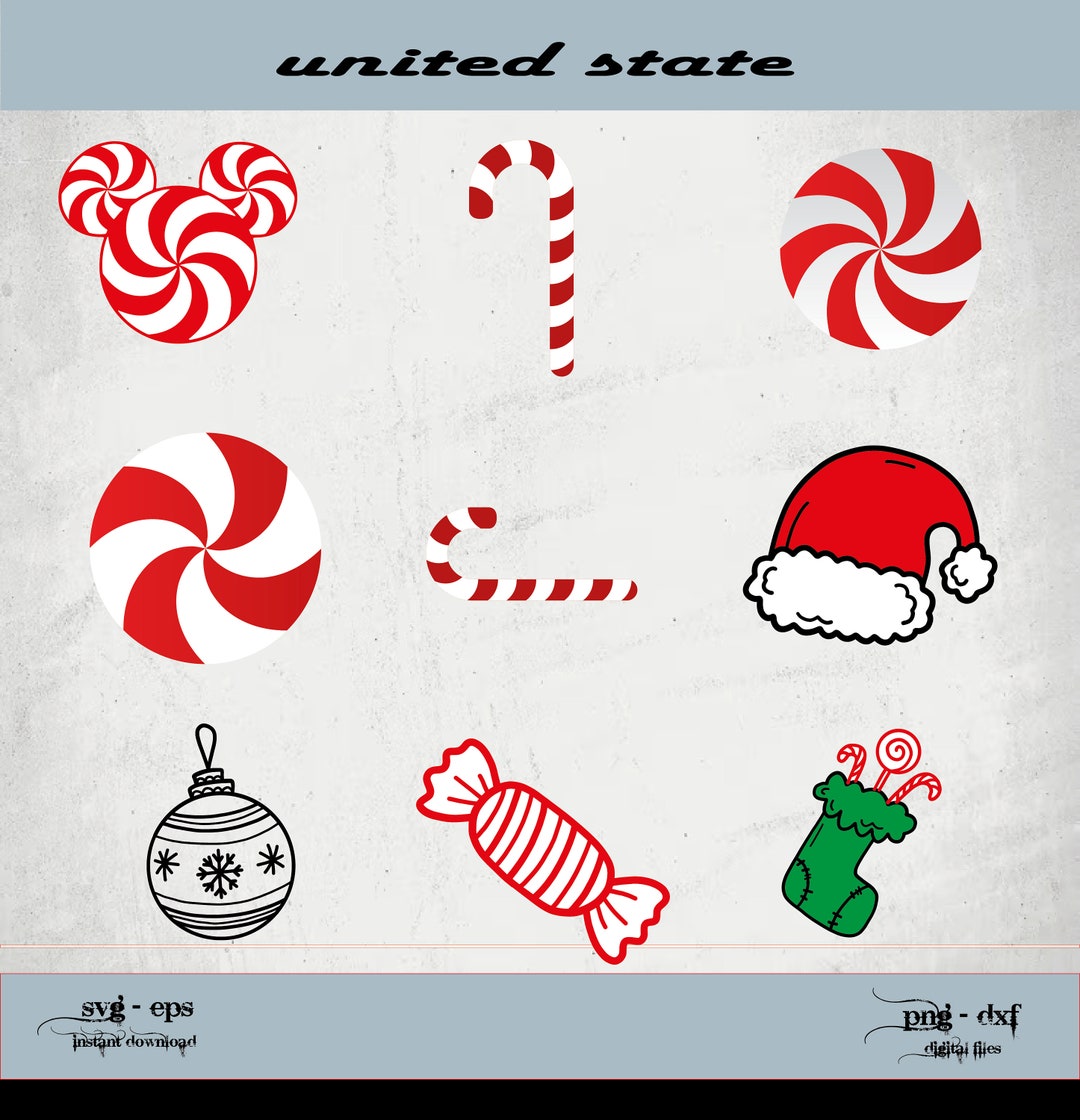 Candy Cane SVG, Candy Canes Clipart, Candy Cane With Bow, - Etsy