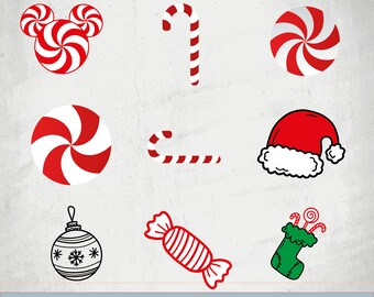 Bastón de caramelo SVG, Bastones de caramelo Clipart, Bastón de caramelo con arco,