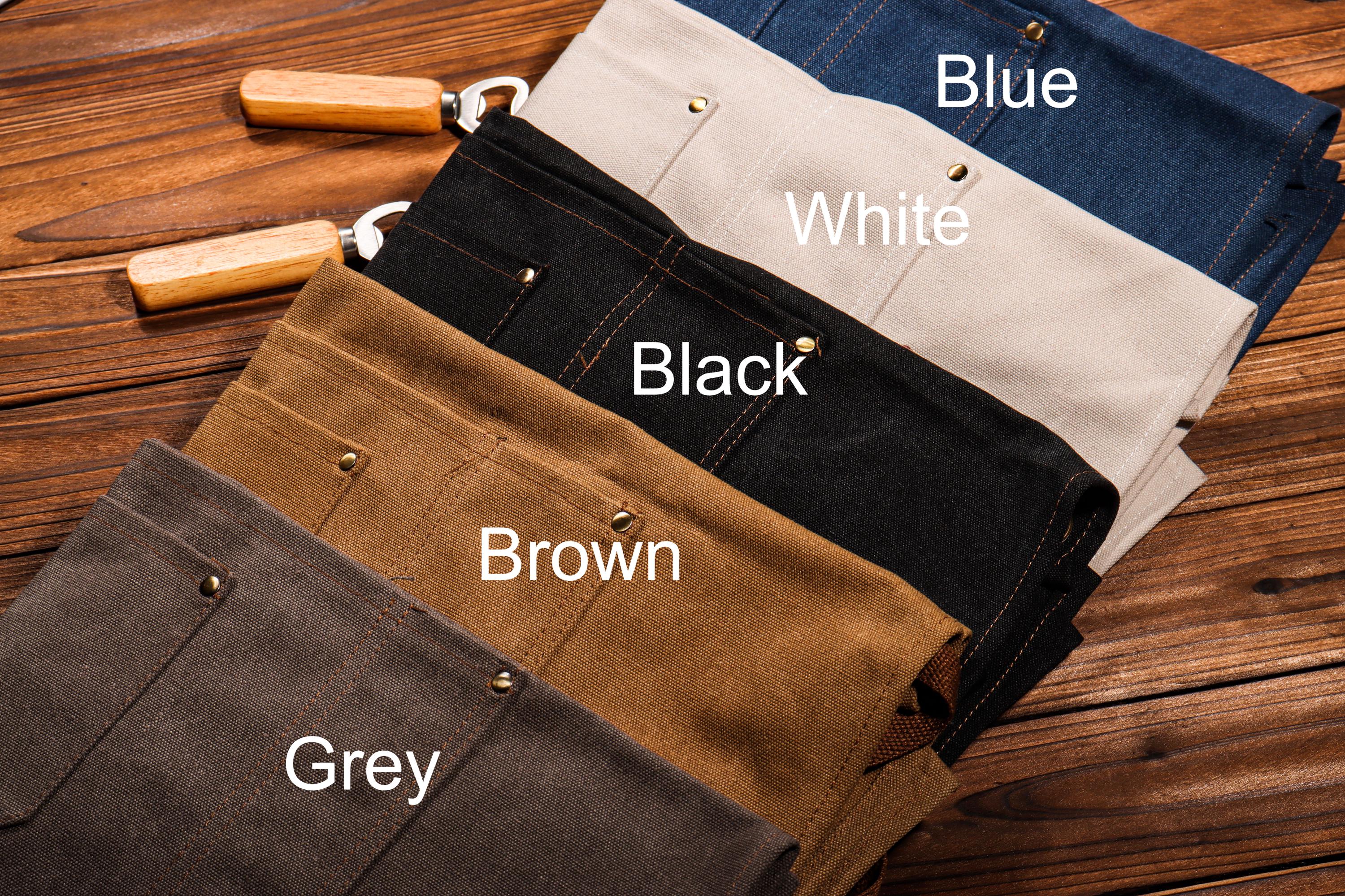 Personalized Bar Apron, Canvas Workshop Apron with Pockets, Custom Gift for Him, Embroidered Kitchen Apron, Barbeque Apron, Bartender Apron