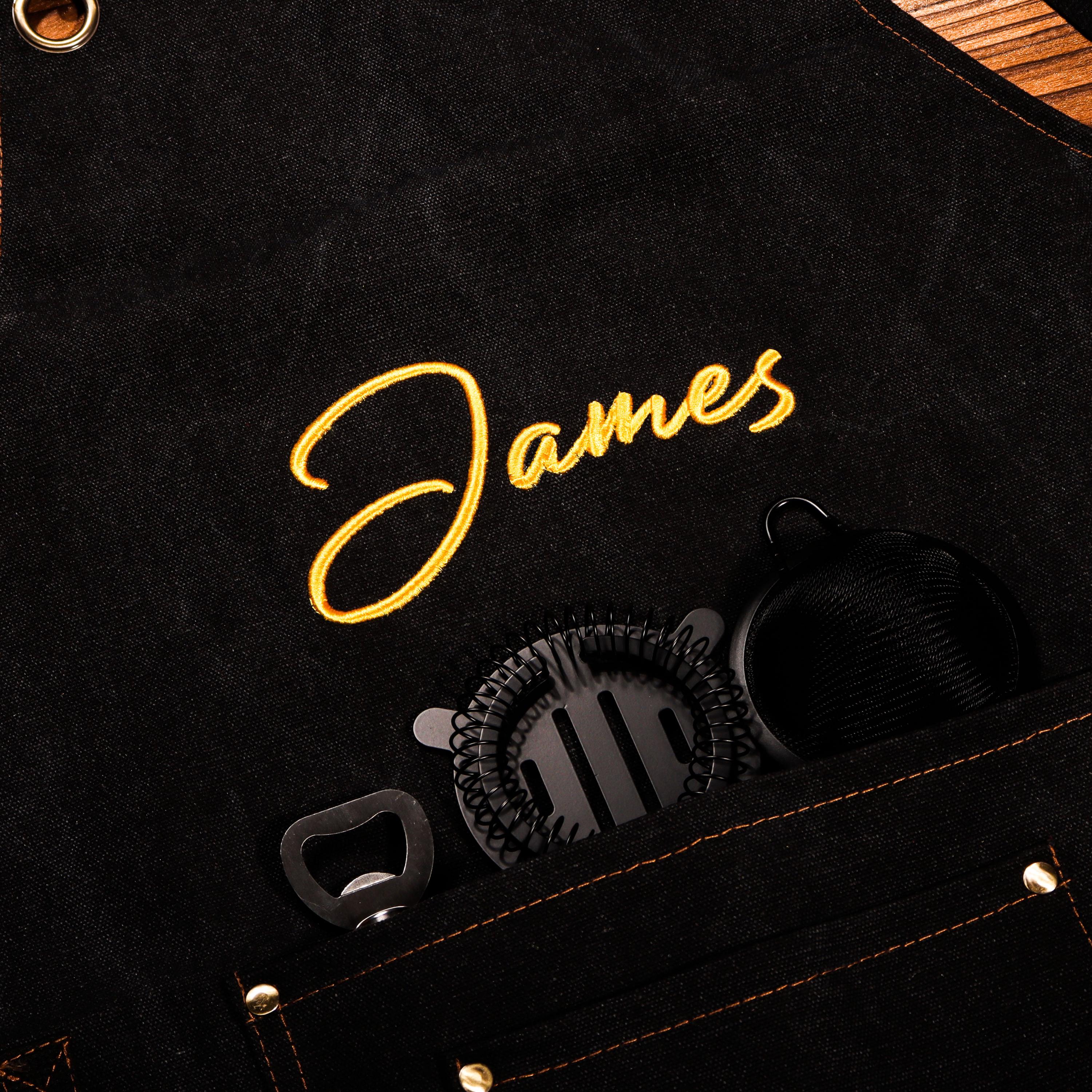 Personalized Bar Apron, Canvas Workshop Apron with Pockets, Custom Gift for Him, Embroidered Kitchen Apron, Barbeque Apron, Bartender Apron