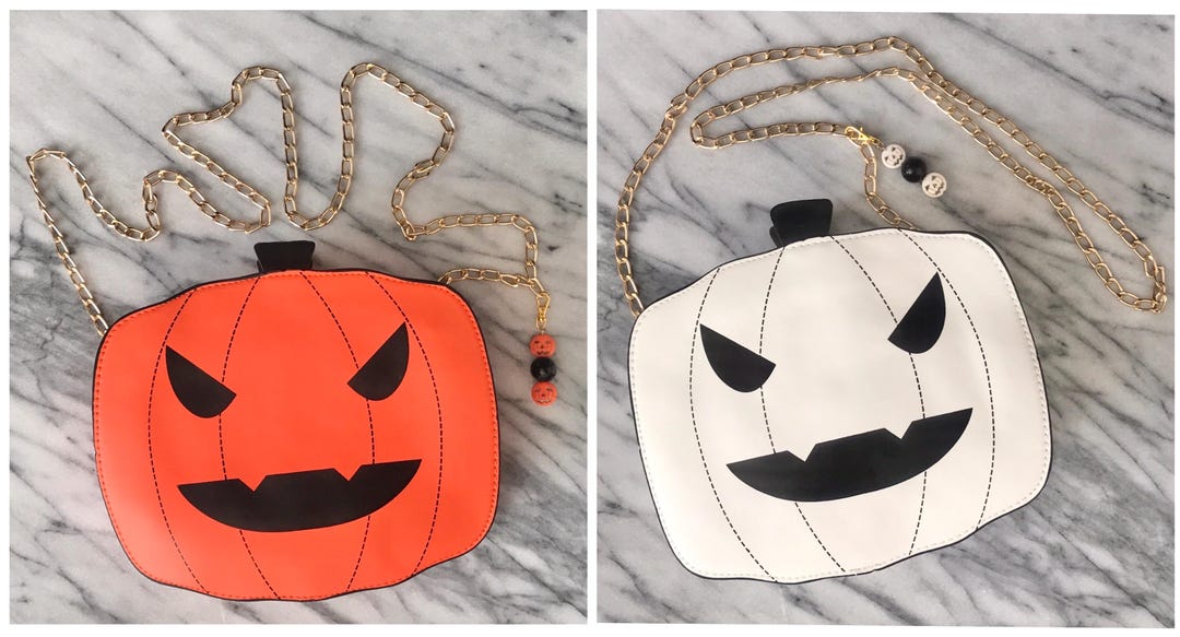 Jack-o-lantern Purse Pumpkin Crossbody Bag Orange or White
