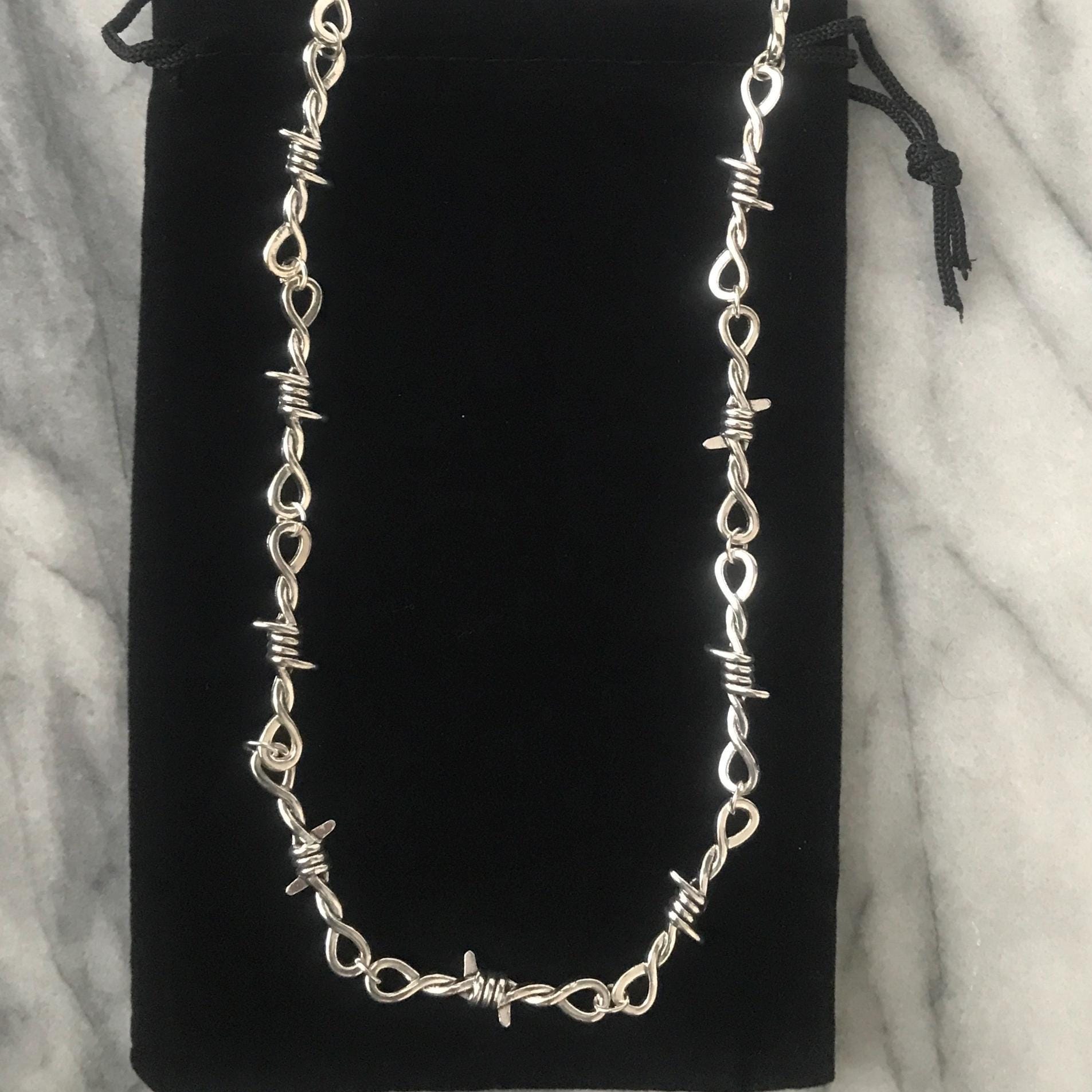 Barbed Wire Chain Necklace | Handmade Barbed Chain Necklace | Gothic Jewelry and Accessories | Goth Stocking Stuffers | Dark Esthetic