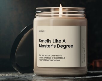 Bougie de cire de soja pour diplôme de maîtrise, cadeau de remise des diplômes, cadeau de remise des diplômes drôle, cadeau de bougie parfumée écologique 9 oz. Bougie