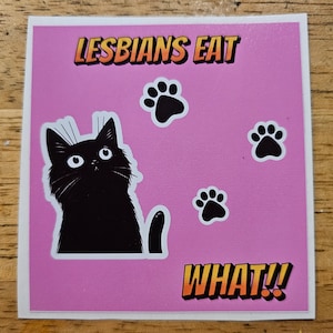 Cat, funny, pride, lesbians eat what sticker