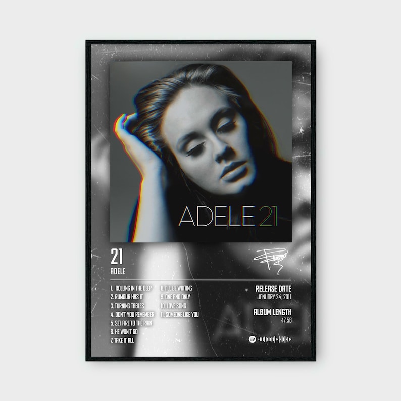Adele 21 Album Art Poster – Music Fan Decor, Framed Print Available - Etsy