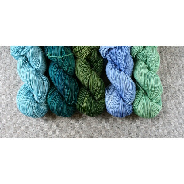North Sea Harbor set of 5 skeins fingering weight wool total 2500yds 2286m