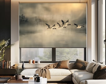 Birds Floral Roller Shade, Chinoiserie Roller Blinds, Personalized Shades Custom Window Treatments, Window Blinds and Shades