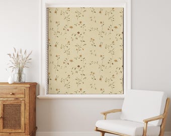 Beige Floral Roller Blind, Custom Size Botanical Window Shade, Light Filtering Cottagecore Decor