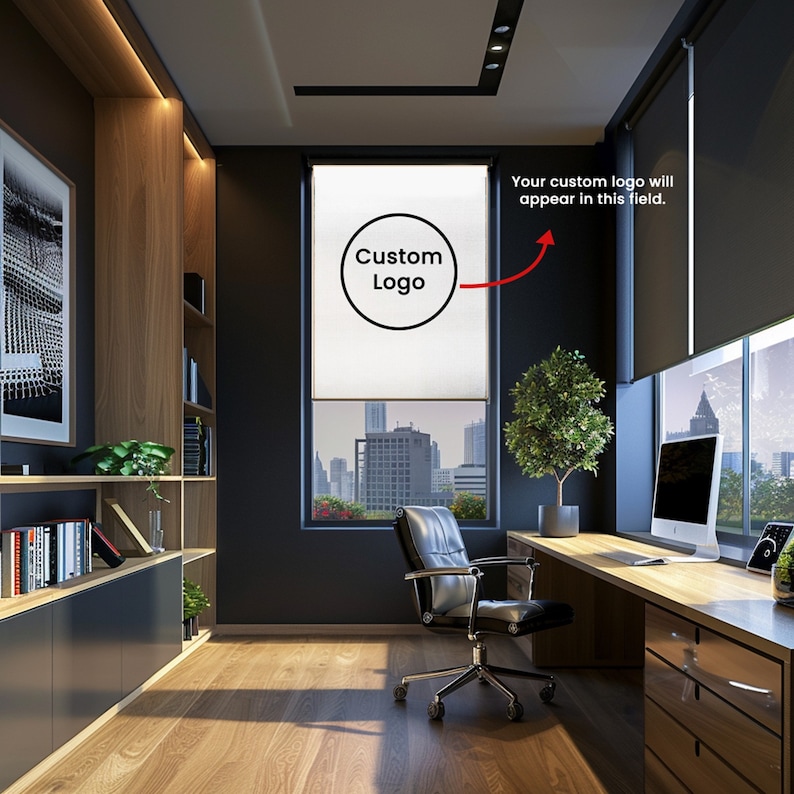 Custom Logo Roller Blinds for Businesses, Personalized Roller Blinds with Company Logos, Custom Printed Roller Blinds for Company Promotion image 1