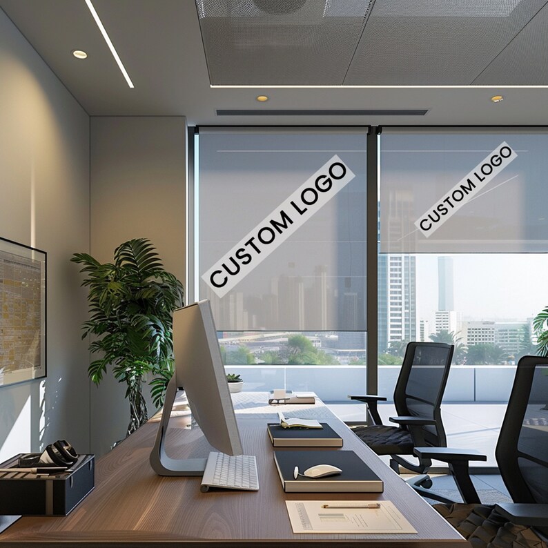 Custom Logo Roller Blinds for Businesses, Personalized Roller Blinds with Company Logos, Custom Printed Roller Blinds for Company Promotion image 2