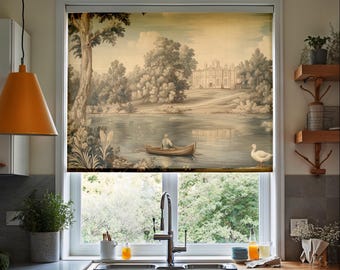 Vintage English Landscape Blackout Roller Blind – Custom Window Shade