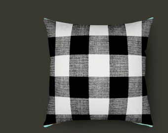 Black and White Plaid Pillow Cover: Premier Prints Anderson Check Fabric