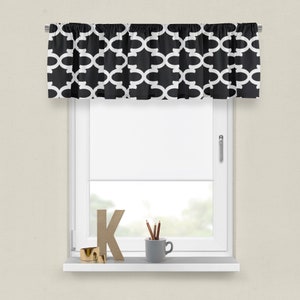 Black white valance, fynn valance, black valance, white black valance, black geometric valance, black white decor