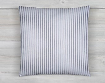 blue pillow cover, striped pillow cover, blue ticking stripe pillow cover, ticking pillow cover, blue white pillow cover, pillow cover