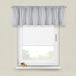 Blue Striped Cotton Valance: Farmhouse Ticking Fabric, 54&quot; Wide