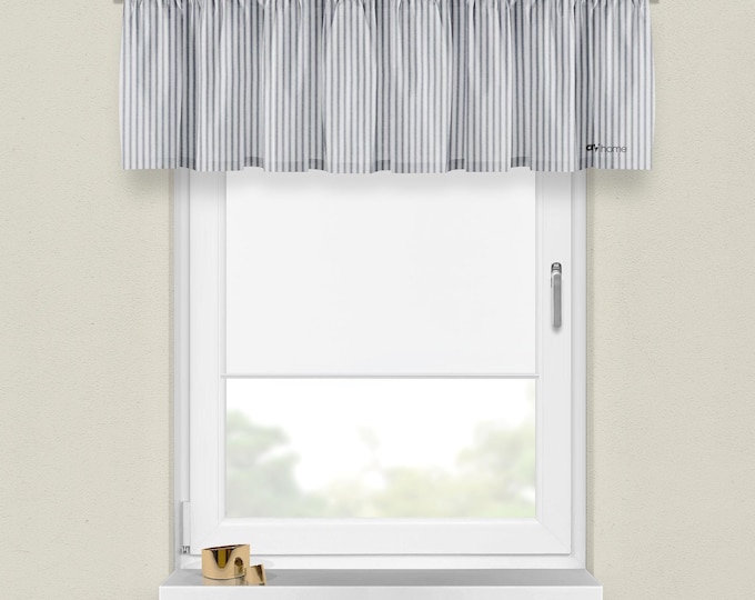Window Valance Blue Stripe Valance for Kitchen Valance for Bedroom