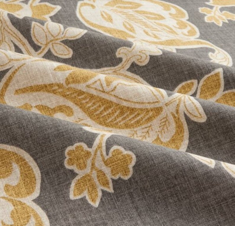 Gray Floral Valance Gray Mustard Valance Gray Beige Valance Etsy