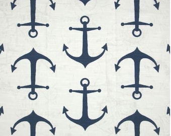 anchors bed runner, blue white bed runner, nautical bed runner, white blue bed runner, anchor bed runner, anchor bed cover
