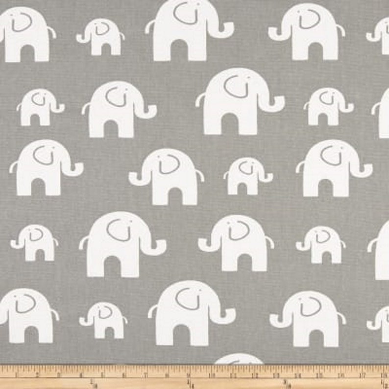 Elephant Curtains Gray White Nursery Decor