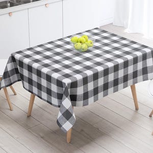 Buffalo Plaid Tablecloth: Black and White Check, Farmhouse Style